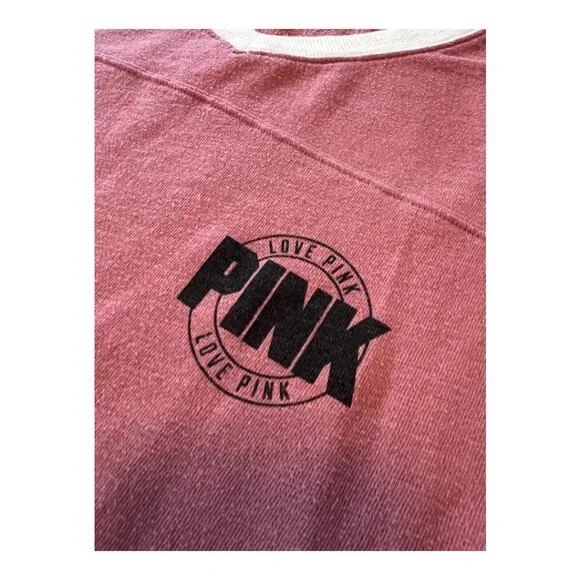 Victoria’s Secret PINK Varsity Long Sleeve Jersey Top Logo Women’s Large - Picture 3 of 5